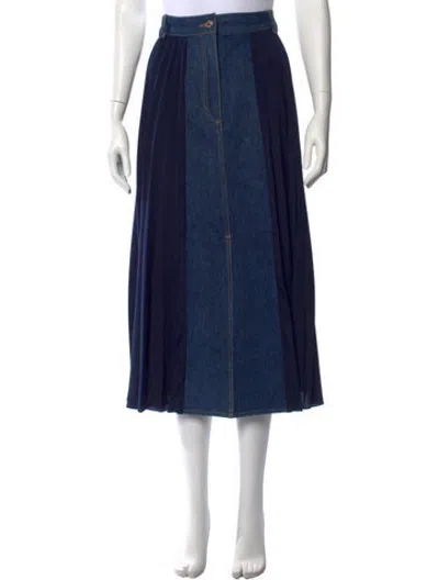 Pre-owned Sandro Colorblock Pattern Midi Length Skirt In Blue