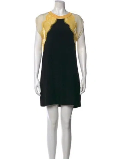 Pre-owned Sandro Colorblock Pattern Mini Dress In Black