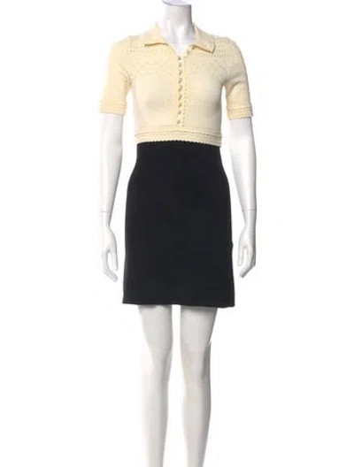 Pre-owned Sandro Colorblock Pattern Mini Dress In Black