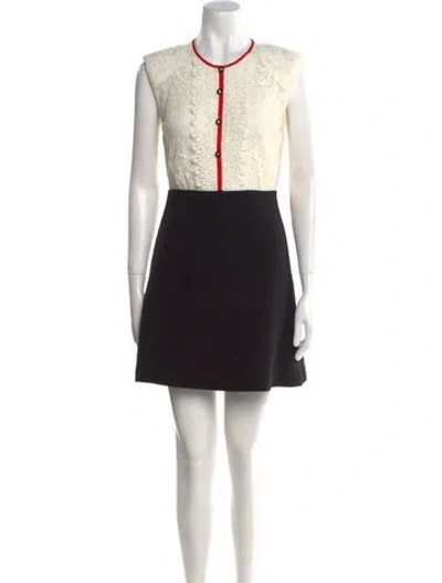 Pre-owned Sandro Colorblock Pattern Mini Dress In Black