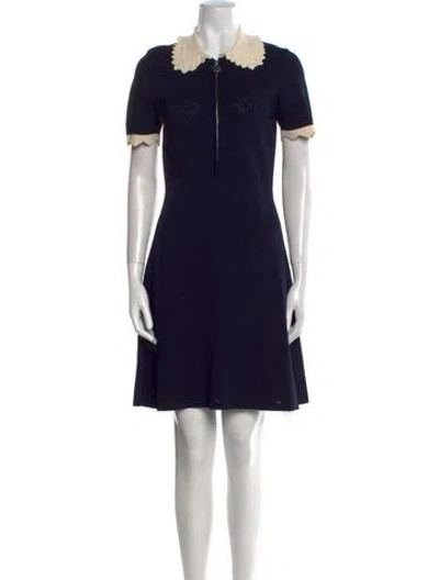 Pre-owned Sandro Colorblock Pattern Mini Dress In Blue