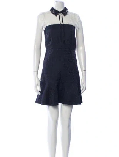 Pre-owned Sandro Colorblock Pattern Mini Dress In Blue