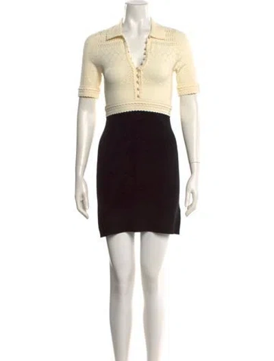 Pre-owned Sandro Colorblock Pattern Mini Dress In Neutral