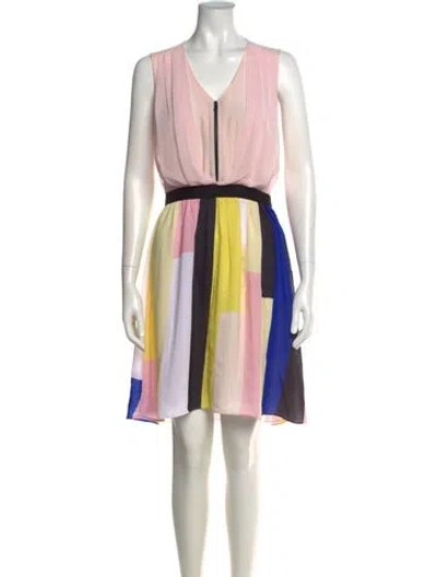 Pre-owned Sandro Colorblock Pattern Mini Dress In Pink