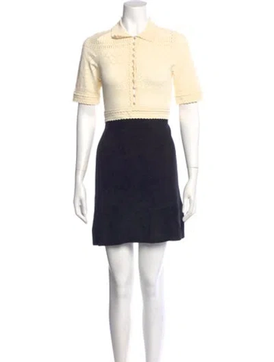 Pre-owned Sandro Colorblock Pattern Mini Dress W/ Tags In Blue