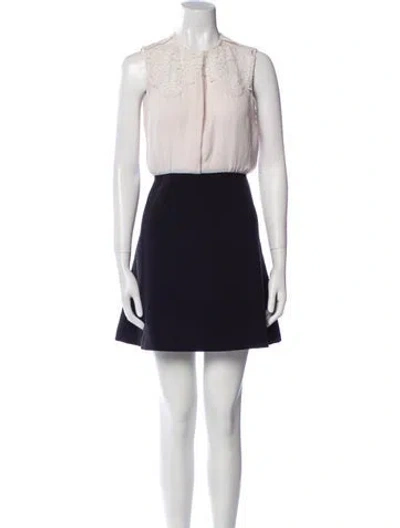 Pre-owned Sandro Colorblock Pattern Mini Dress In White