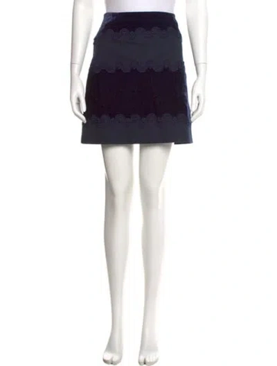 Pre-owned Sandro Colorblock Pattern Mini Skirt In Blue