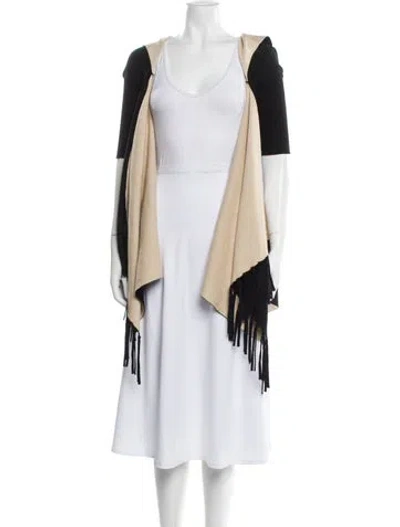Pre-owned Sandro Colorblock Pattern Open Front Sweater In Neutral