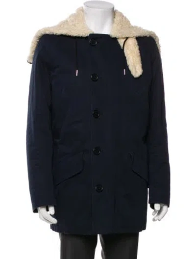 Pre-owned Sandro Colorblock Pattern Parka In Blue
