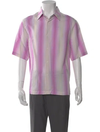 Pre-owned Sandro Colorblock Pattern Short Sleeve Shirt In Purple