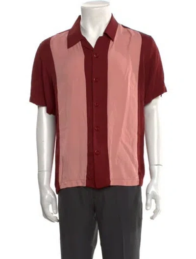 Pre-owned Sandro Colorblock Pattern Short Sleeve Shirt In Red