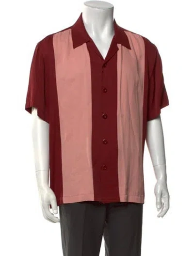 Pre-owned Sandro Colorblock Pattern Short Sleeve Shirt In Red
