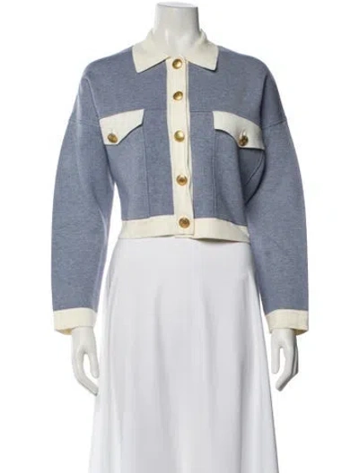 Pre-owned Sandro Colorblock Pattern Sweater In Blue