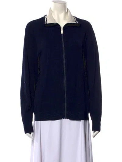 Pre-owned Sandro Colorblock Pattern Sweater In Blue