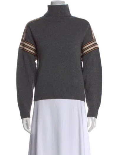 Pre-owned Sandro Colorblock Pattern Turtleneck Sweater In Gray