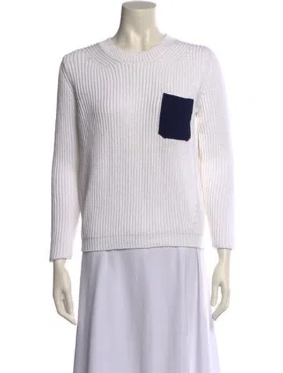 Pre-owned Sandro Colorblock Pattern Turtleneck Sweater In White