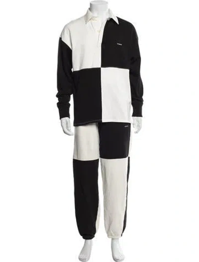 Pre-owned Sandro Colorblock Pattern Two-piece Sport Coat In Black