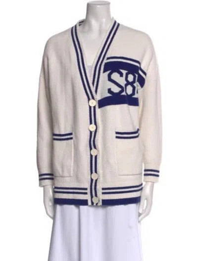 Pre-owned Sandro Colorblock Pattern V-neck Sweater In Multi