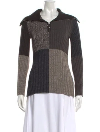 Pre-owned Sandro Colorblock Pattern V-neck Sweater In Multicolor