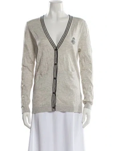 Pre-owned Sandro Colorblock Pattern V-neck Sweater W/ Tags In Neutrals