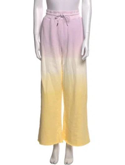 Pre-owned Sandro Colorblock Pattern Wide Leg Pants In Purple