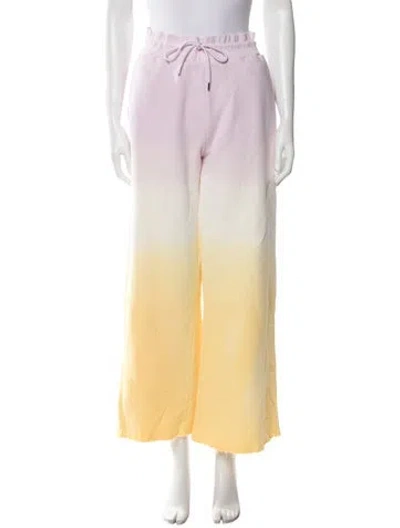 Pre-owned Sandro Colorblock Pattern Wide Leg Pants W/ Tags In Yellow
