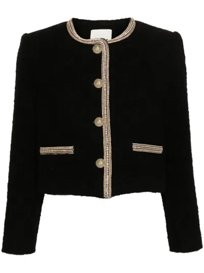 Sandro Contras-trim Military Jacket In Noir / Gris