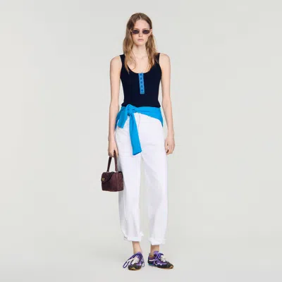Sandro Contrast Button Vest Top In Blue