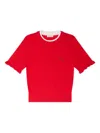 Sandro Contrast Collar Wool Sweater In Red