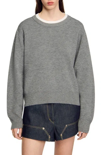 SANDRO SANDRO CONTRAST COLLAR SWEATER