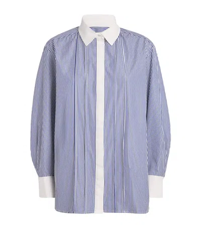 Sandro Contrast-collar Stripe Shirt In Blue