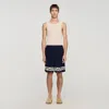 Sandro Contrast Pattern Flowy Shorts In Blue