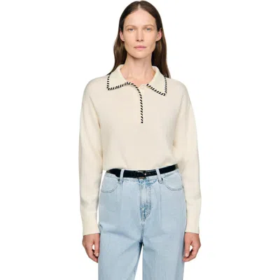SANDRO SANDRO CONTRAST POLO-NECK KNIT SWEATER