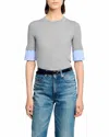 Sandro Contrast Sleeve Sweater In Gray