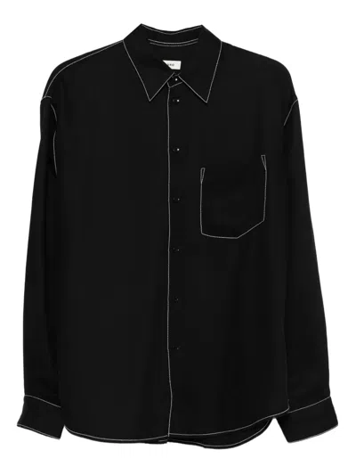 Sandro Contrast-stitching Shirt In Black