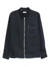 Sandro Contrast-stitching Shirt Jacket In Blue