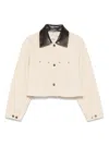 Sandro Womens Ecru Contrast-collar Cotton Workwear Jacket In Neutral