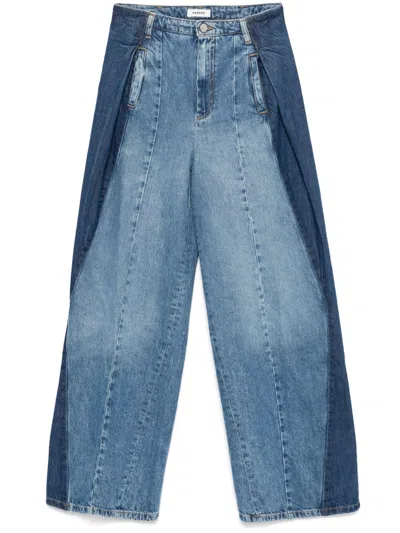 【SANDRO】High Rise Contrast Panel Jeans in Blue Jean Sandro High Rise Contrast Panel Jeans In Blue Jean | ModeSens