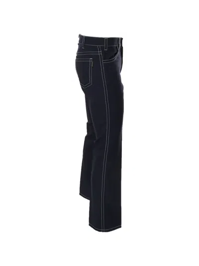 Pre-owned Sandro Contrast-stitch Straight-leg Trousers In Blue