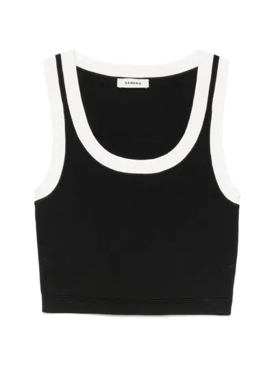 Sandro Contrast-trim Top In Black