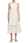 Sandro Coralie Heart Lace Midi Dress In White