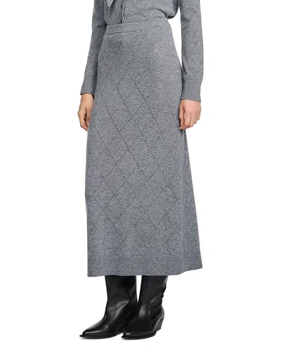 Sandro Coralyna Wool Blend Pointelle Knit Skirt In Multi