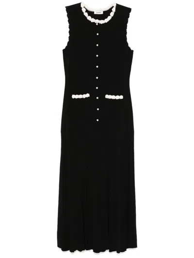 Sandro Corchet-trim Maxi Dress In Black