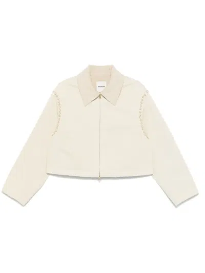 Sandro Corduroy-collar Jacket In Neutrals