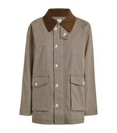 Sandro Corduroy-collar Padded Coat In Brown