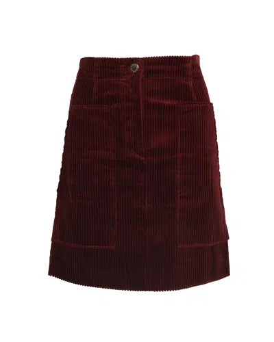 Sandro Corduroy Skirt In Burgundy Cotton In Red