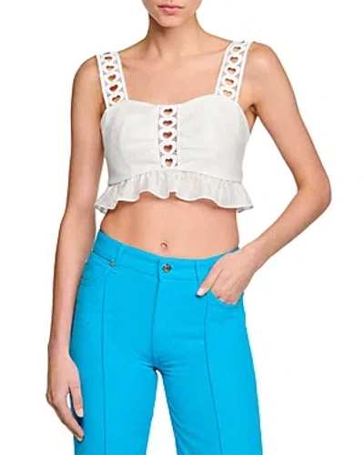 Sandro Corie Crop Top In White