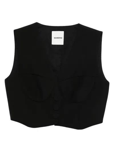Sandro Corset V-neck Waistcoat In Black