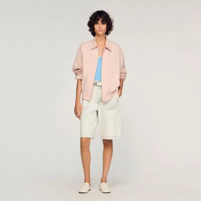 Sandro Cotton And Linen Jacket In Pink