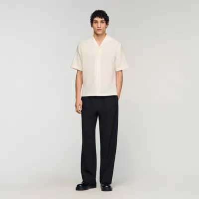 Sandro Cotton And Linen Shirt In White